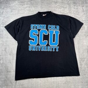 Stone Cold Steve Austin Shirt Mens Large Black Vintage 1998 WWF University Boxy